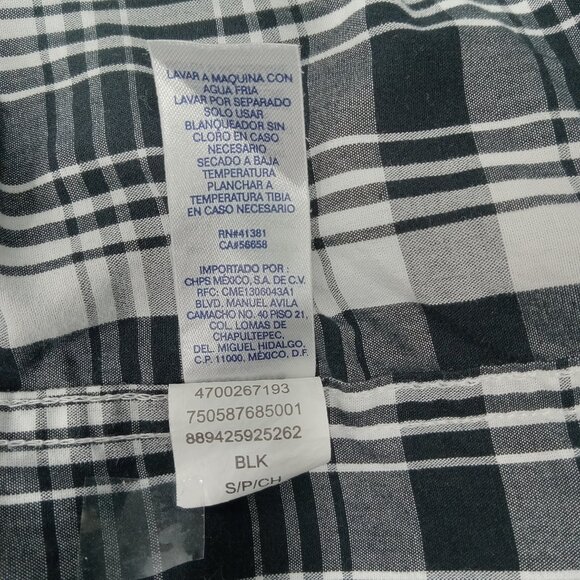 CHAPS Men's Long Sleeve Button Front Casual Shirt Black and White Size Small - Picture 11 of 12